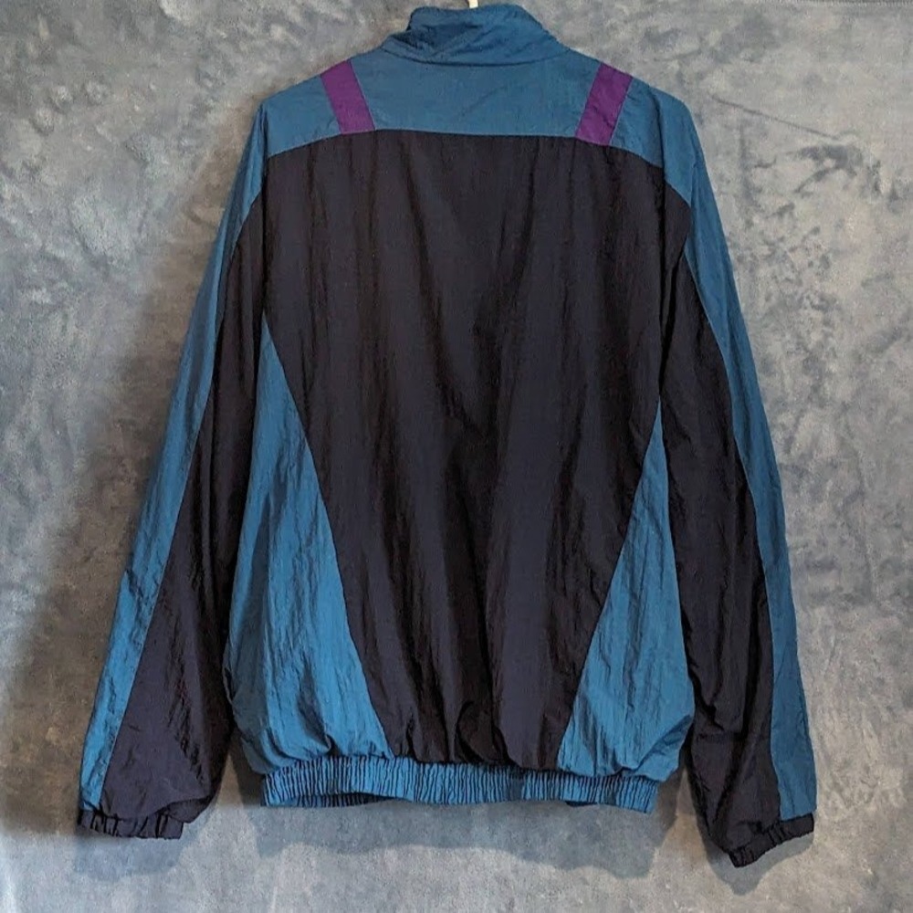 Vintage Claybrooke Sport Windbreaker Jacket 90s Colorblock Teal Navy Purple XL - Picture 4 of 12